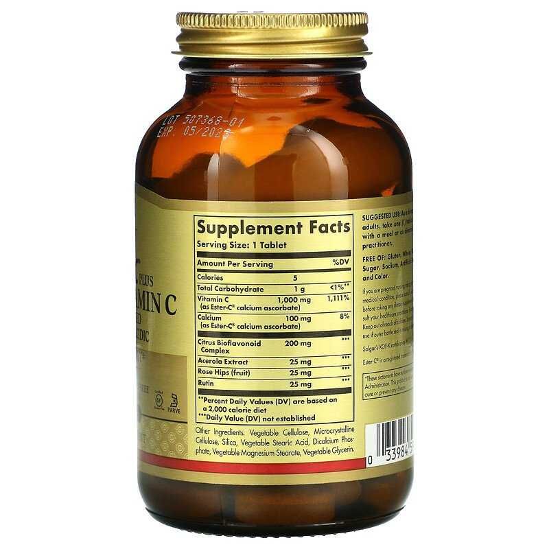 Solgar, Ester-C Plus, витамин C, 1000 мг, 90 таблеток