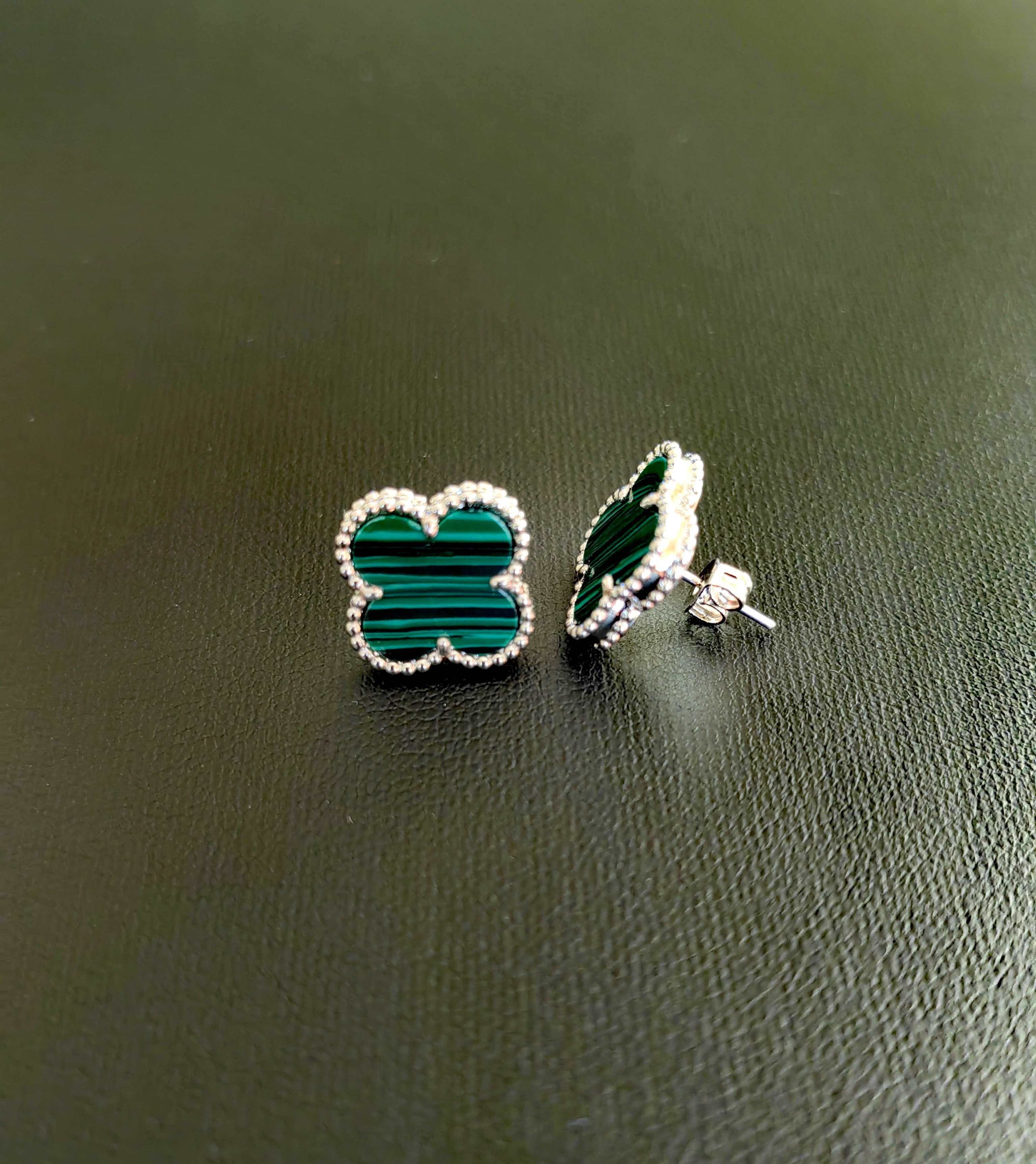 Сребърни обеци с тигрово око  Van Cleef & Arpels VCA Alhambra earrings