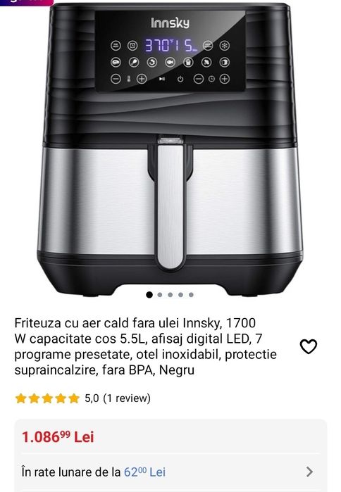 Friteuza cu aer cald Innsky 1700 W la jumatate de preț !