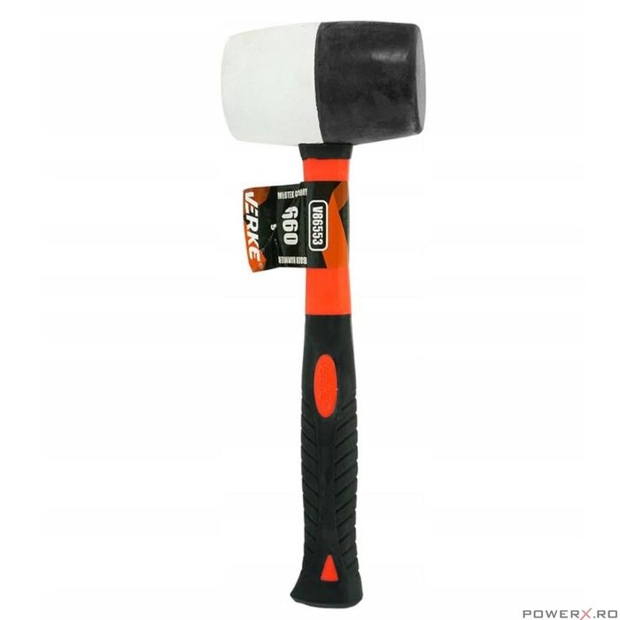 Ciocan din cauciuc cu maner din lemn, cap rotund 1100 g, Verke