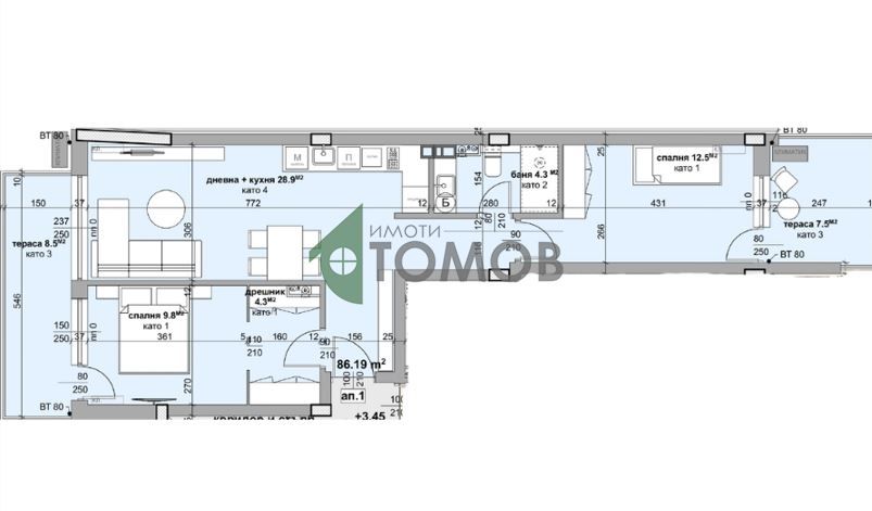 Продава се Тристаен апартамент в Стара Загора, Ремиза - 120 кв.м за 980 €/кв.м - Снимка #2