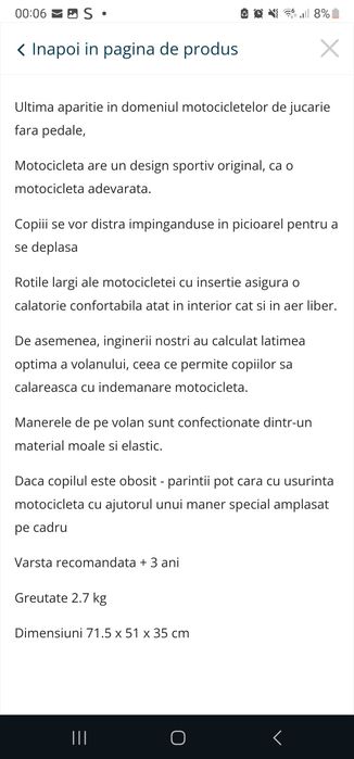 Motocicleta fara pedale