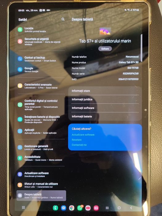 Vand tableta samsung s7+ cu 5g 12.9 inchi