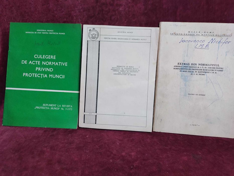 Carti tehnice, prot. muncii, legi, norme, cataloage VECHI