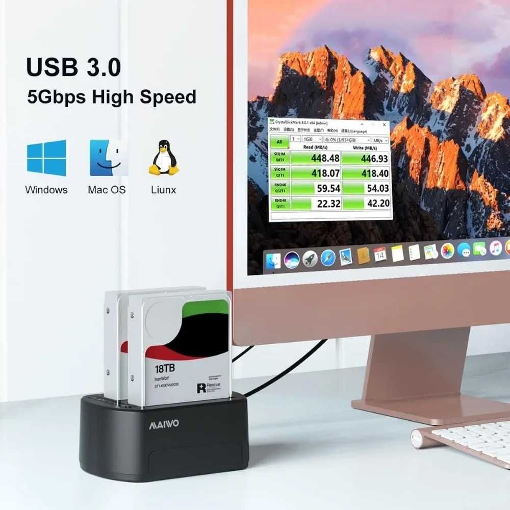 "MAIWO" USB3.0 Dual Bay HDD клон док-станция жесткого диска