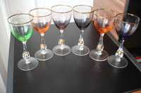 Pahare colorate de vin sticla 6 buc