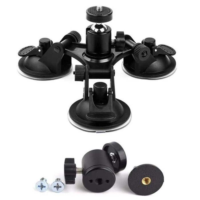 Ventuza tripla camera actiune GoPRO Hero insta360 masina auto strong