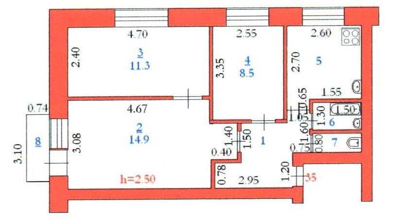Продам 3х-комнатную кв. на Уалиханова 29.
