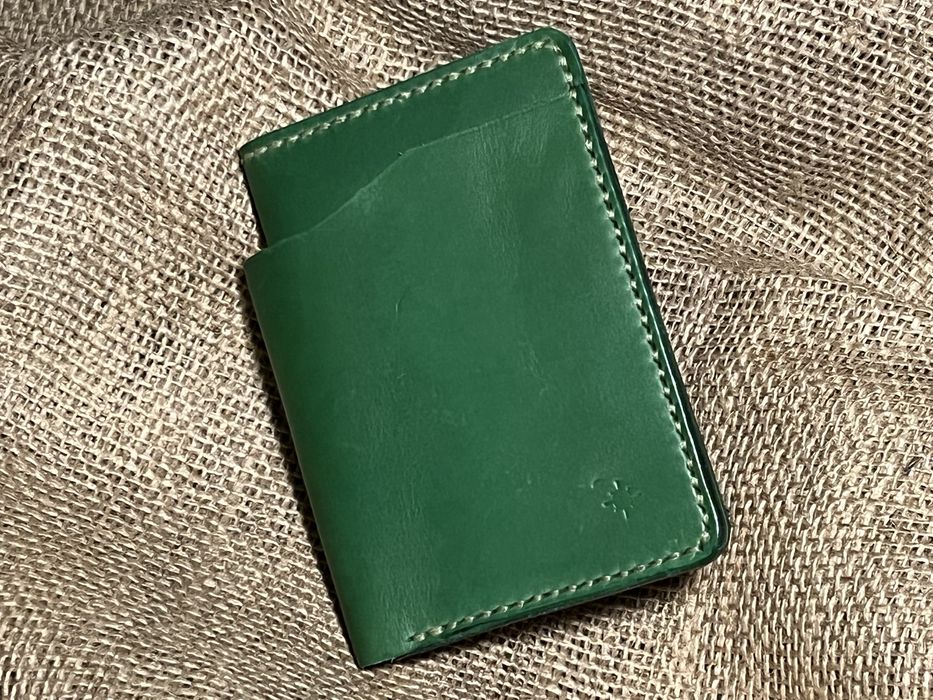 Vand portofel piele handmade verde, negru