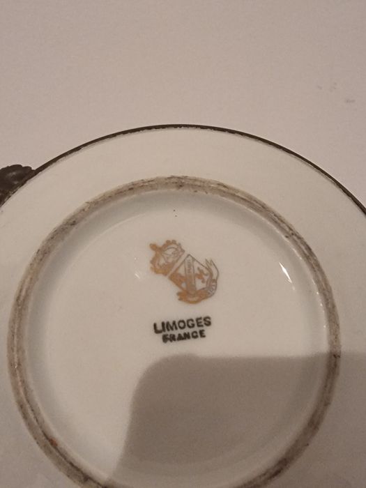 Suport porțelan Limoges France, decor auriu, cca. 1900–1940