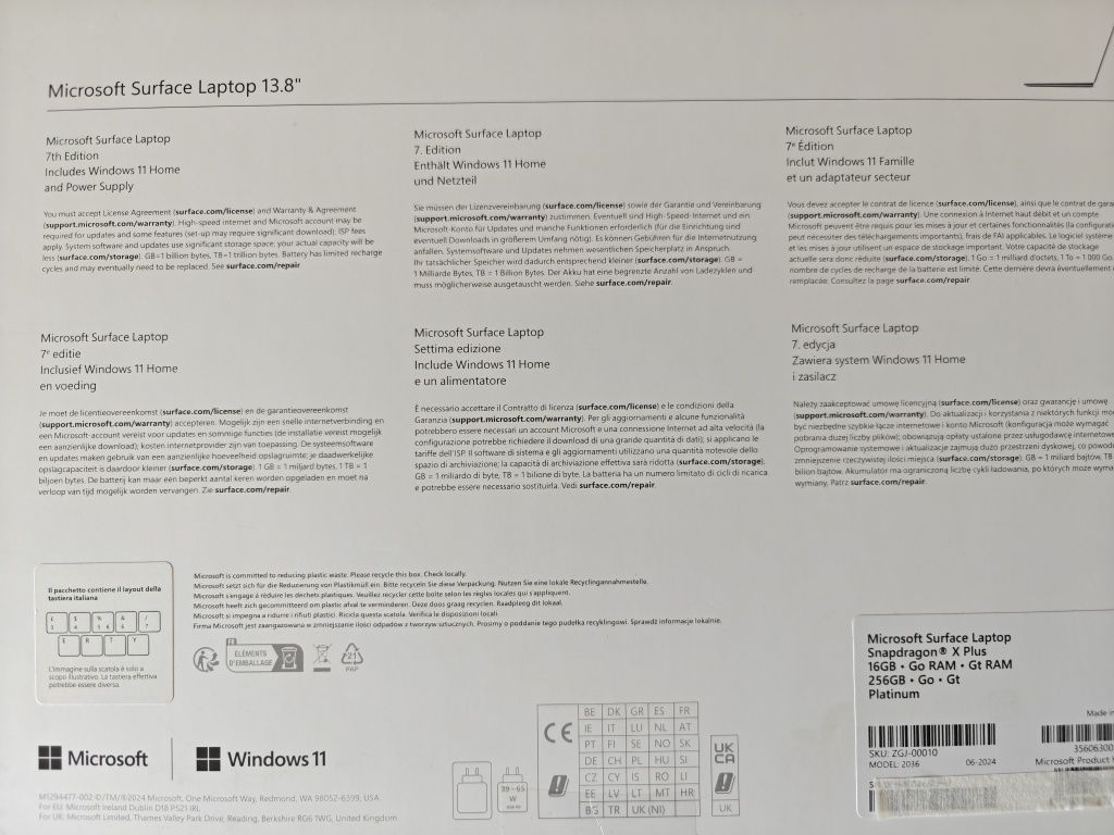 Laptop Surface 7 cu Snapdragon X 10 core 16GB/512GB la cutie nou