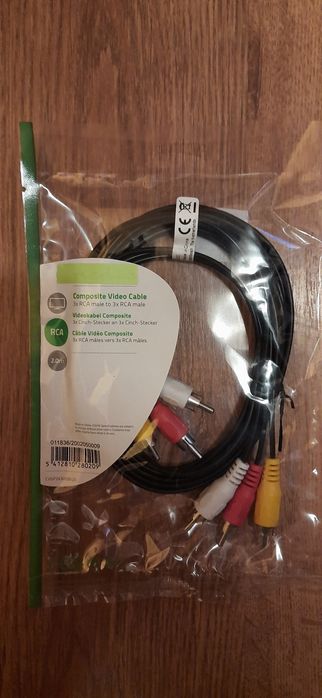 Cablu video compus 3x RCA tata-3 x RCA tata,2 m,negru,Nou!