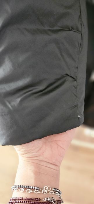 Geaca dama lungă verde închis puf pene Massimo Dutti