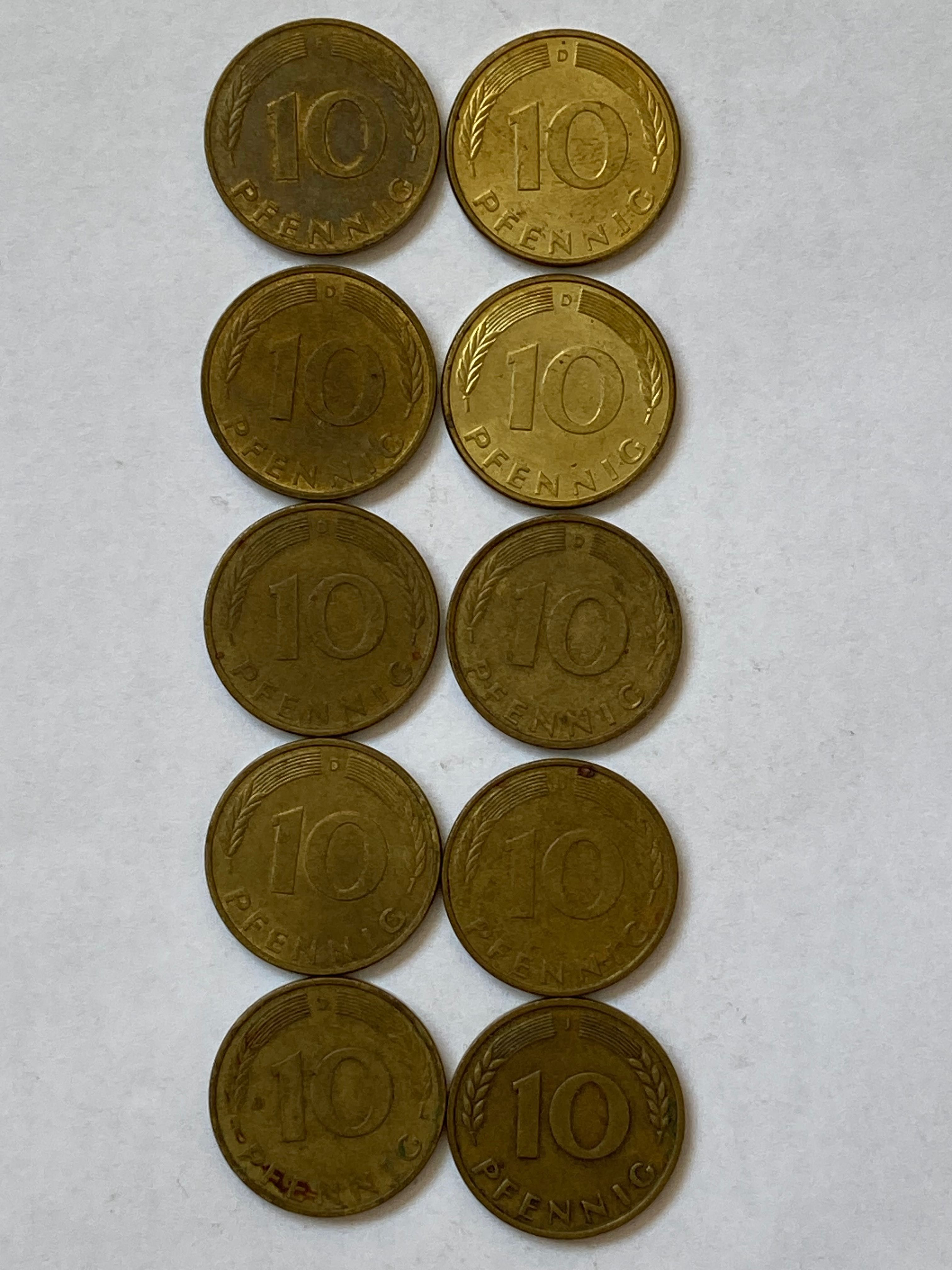 Monede 10 pfennig intervalul 1950 - 1996