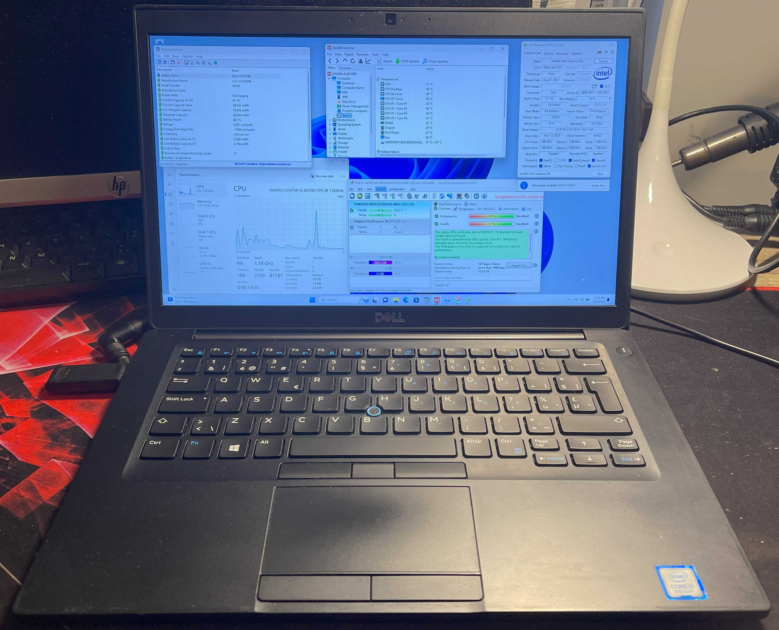 Laptop Dell Latitude TouchScreen 7490 i5-8250U 8GB RAM 256GB SSD