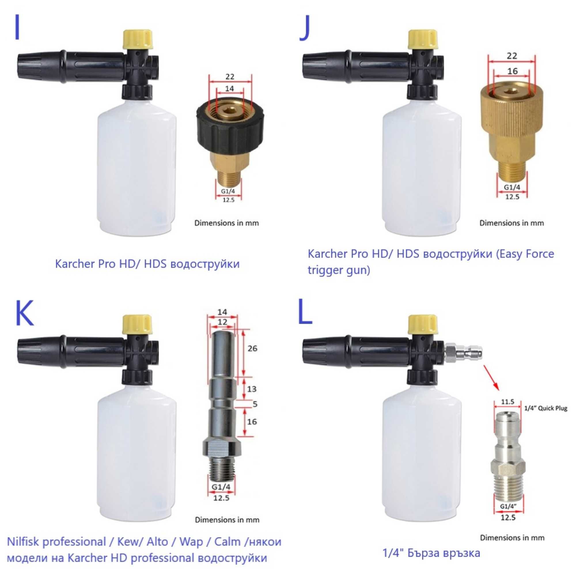 Дюза за пяна за водоструйки Karcher,Bosch,Parkside,Lavor,Steinhaus др.