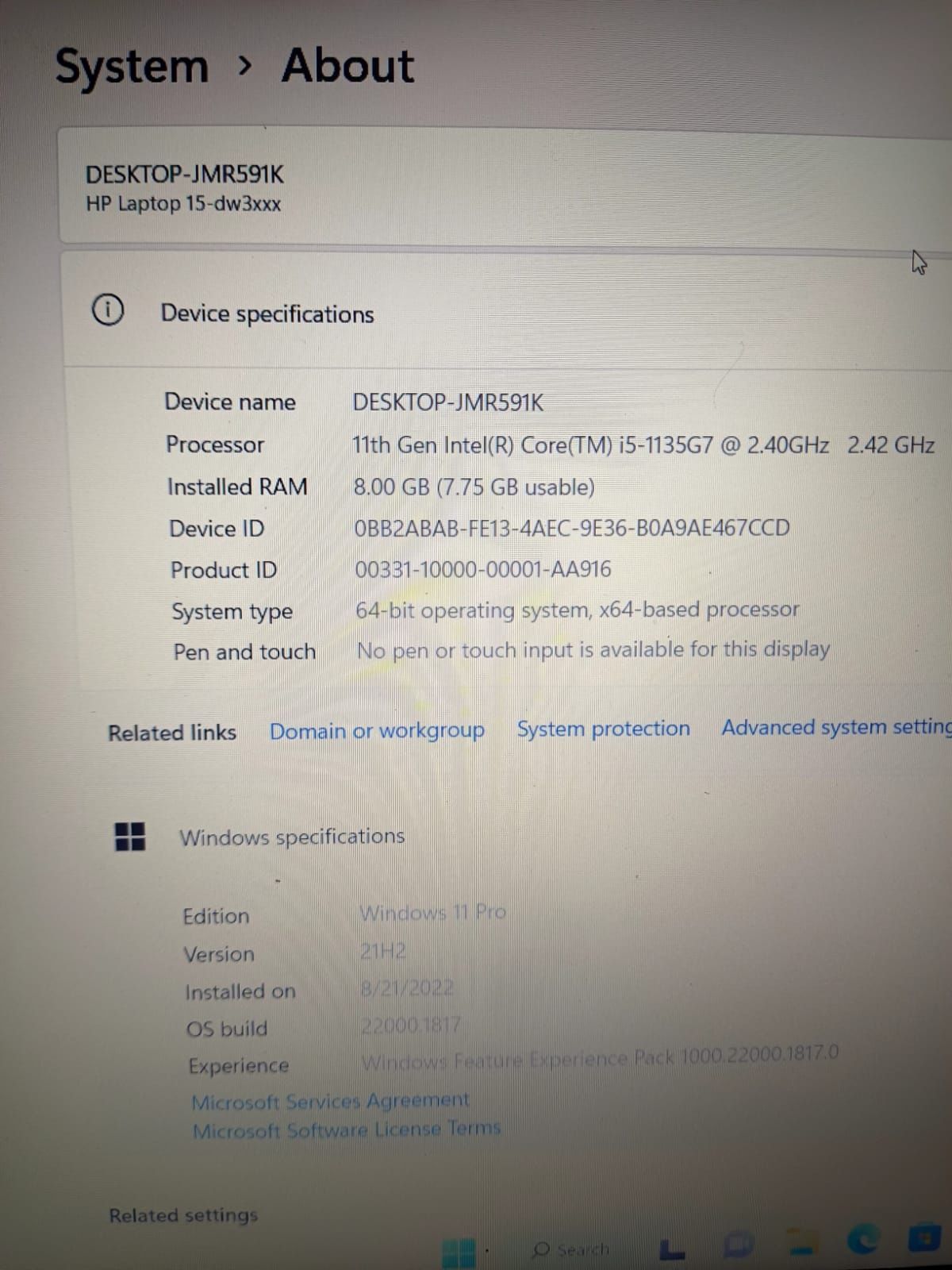 Laptop HP 15-DW3042NQ Amanet BKG