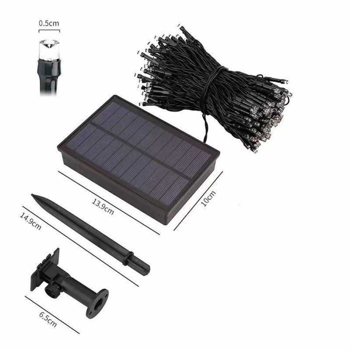 Соларни коледни лампички 12 метра, 100 лампи 5 програми, 4 цвята