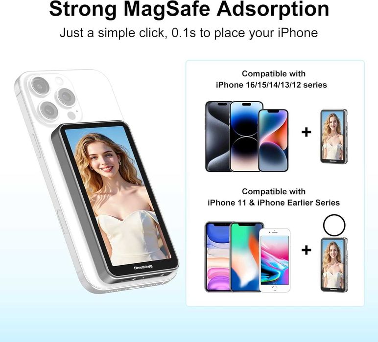 Newmowa Магнитен монитор с тъчскрийн за влог/селфи, 4-инчов