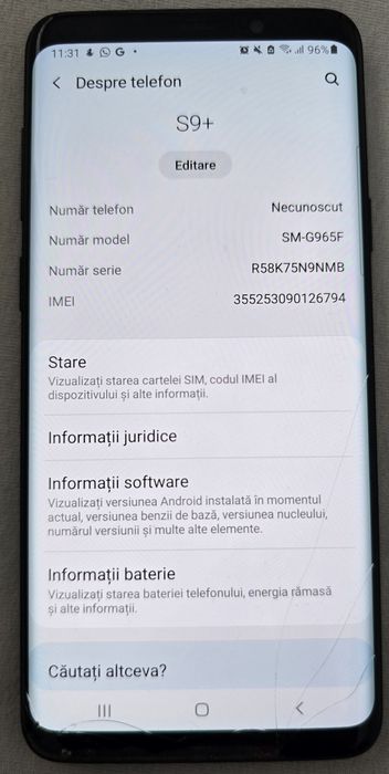 Samsung S9+  funcțional, ecran fisurat