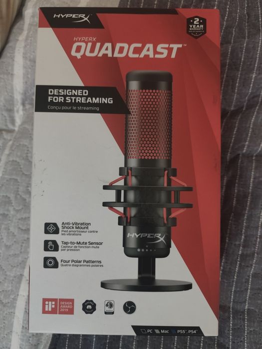Microfon HyperX QuadCast, USB, stereo/omnidirectional/cardioid/bidirec