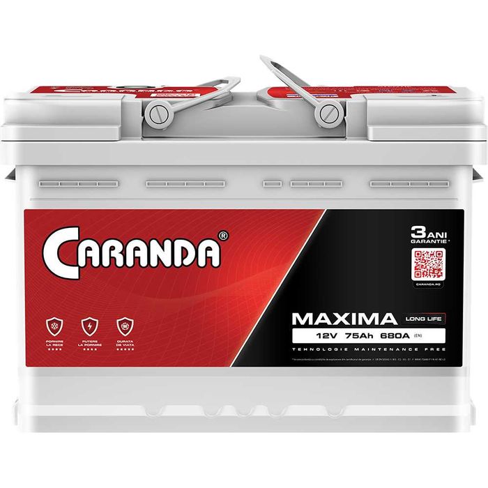Noua Baterie Auto Caranda Maxima 75AH 680A si 3 Ani Garantie