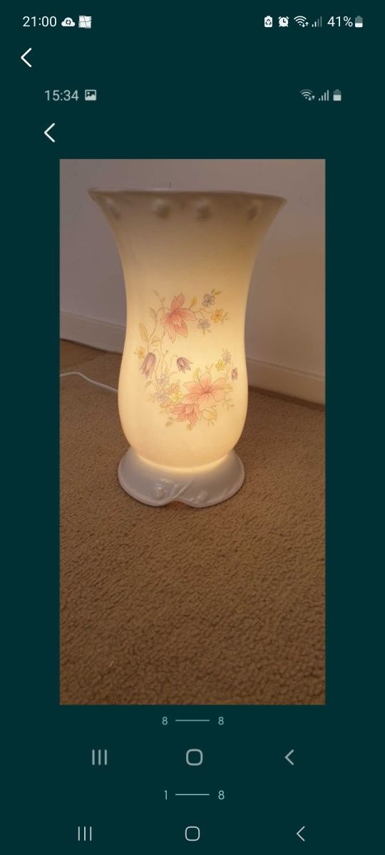 Lampa veioza vaza vintage colectie portelan Anglia 1960
