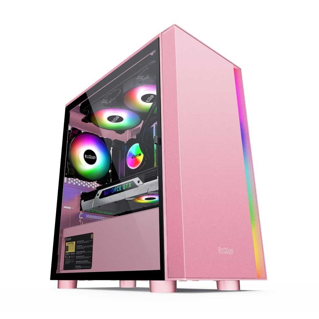 Корпус PCCooler PLATINUM LM300P ARGB, pink, Mini tower