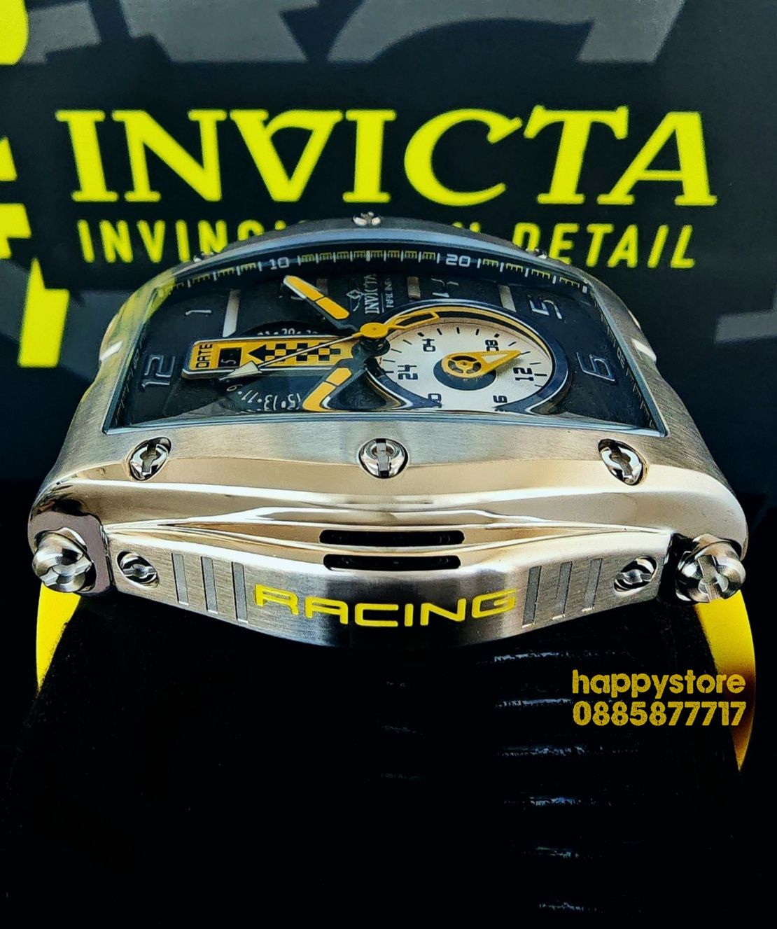 INVICTA RACING Monza Yellow steel 57 mm, Инвикта нов ръчен часовник