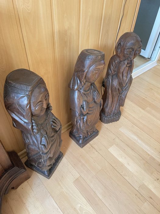 Set 3 statuete lemn, 60 cm inaltime