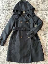 Шлифер trench coat ZARA тъмносин с подвижна качулка XS