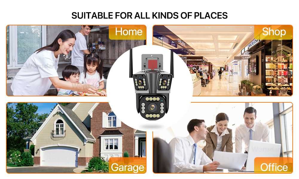 Camera de Supraveghere Tripla Wi-Fi, PTZ, 2k/5K, 5X Zoom, JT3-W