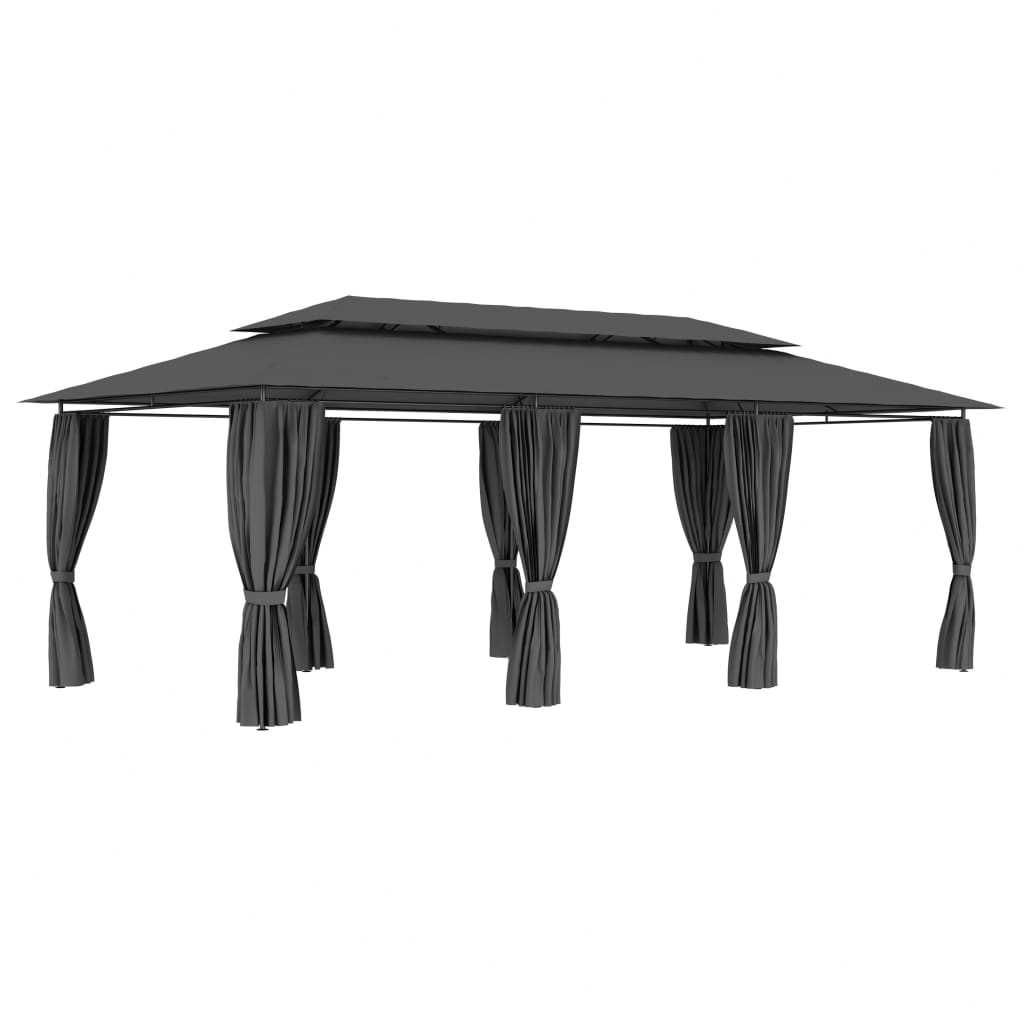 Pavilion/Foisor/Cort de gradina/terasa cu perdele 3×6 m Gri ESCORIAL