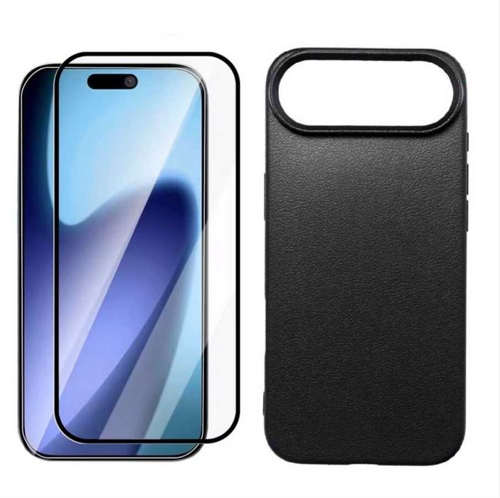 Set Folie de Sticla + Husa Silicon Negru iPhone 17 Air 17 Pro Max 17