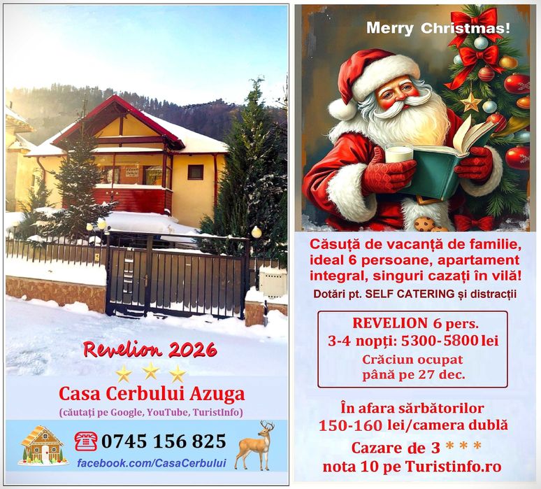 Casa Cerbului*** Azuga ideal 6 pers, Revelion liber