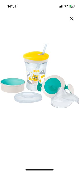 NUK Set ceasca 230 ml + trainer cup  + magic capac + action cup