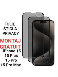Folie Sticla Privacy Full Glass iPhone 11 12 13 14 15 Pro Max Plus