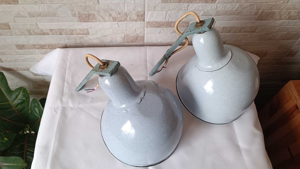 Комплект стари емайлирани лампи за стена или таван - №9 - Антика