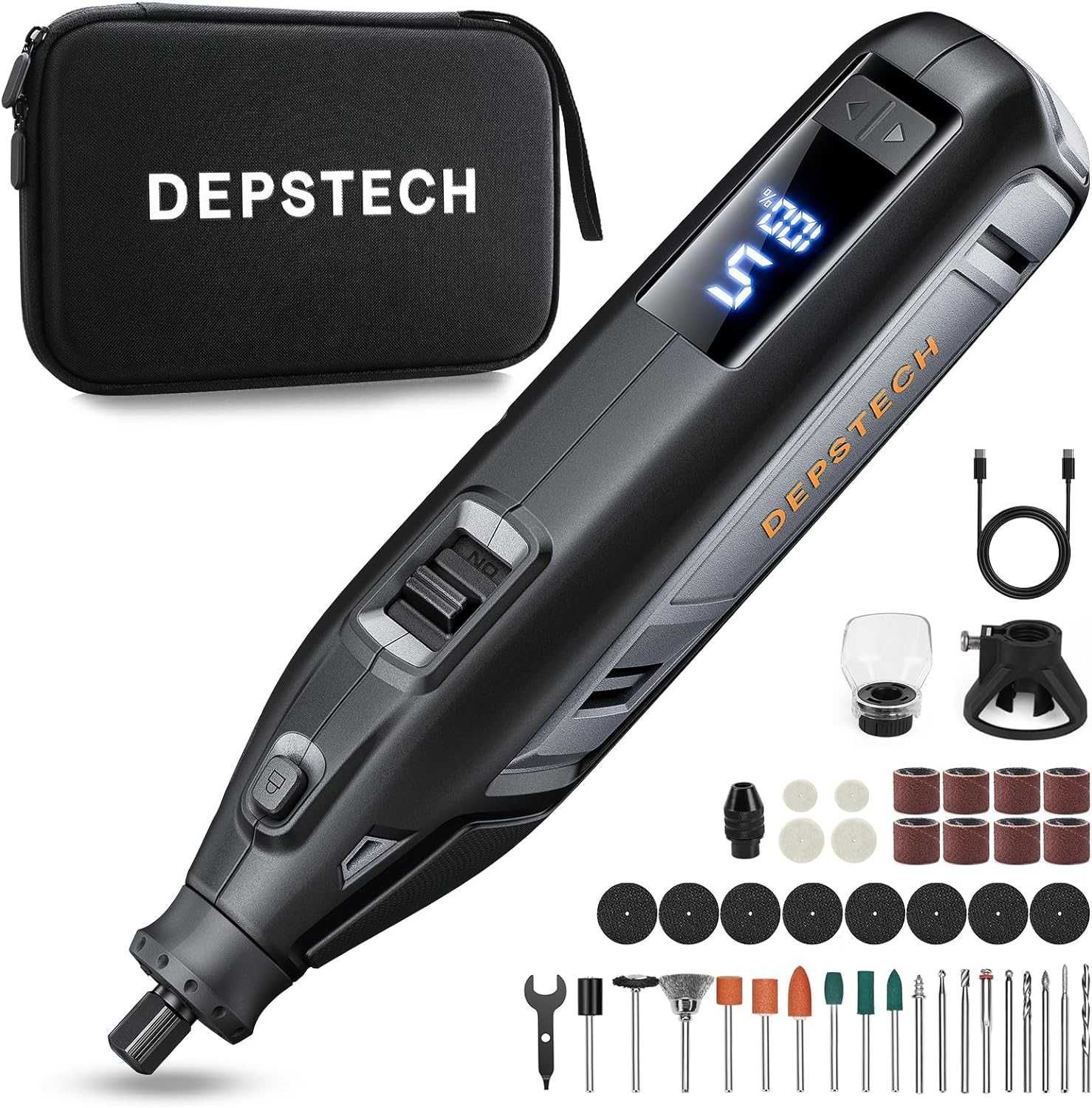 DEPSTECH 12V акумулаторен въртящ се инструмент, 5000 - 35000RPM, 2.5Ah