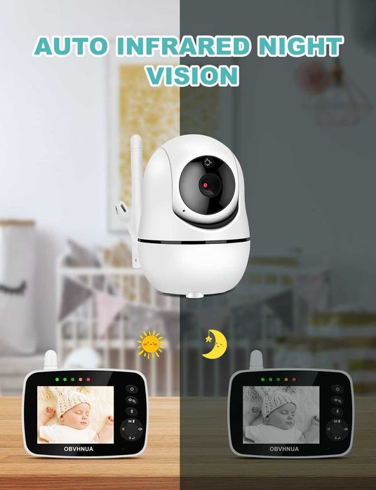 ЧИСТО НОВ PTZ бебефон OBVHNUA 3.5-инча 300 метра обхват, без WIFI ...