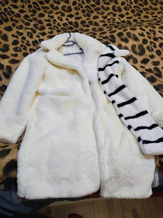 Промоция!!/Ново /Дамско пухено палто+подарък плюшен шал