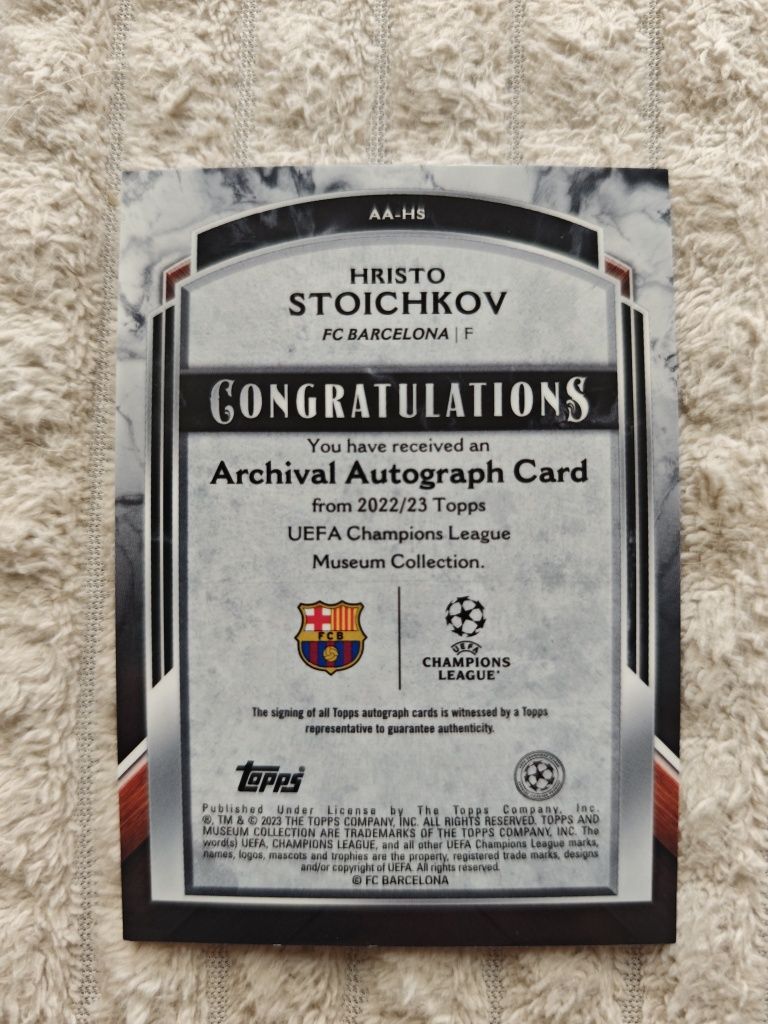 Христо Стоичков Номерирана /75 Карта с Автограф