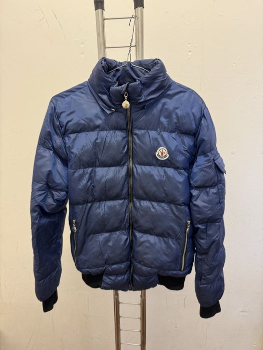 Geacă Moncler originală, puf natural, albastru marin, unisex