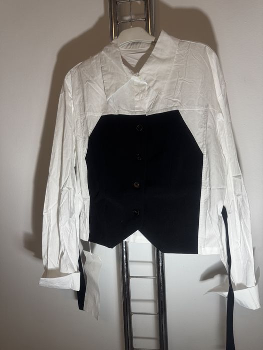 Bluza camasa cu top negeu din bumbac