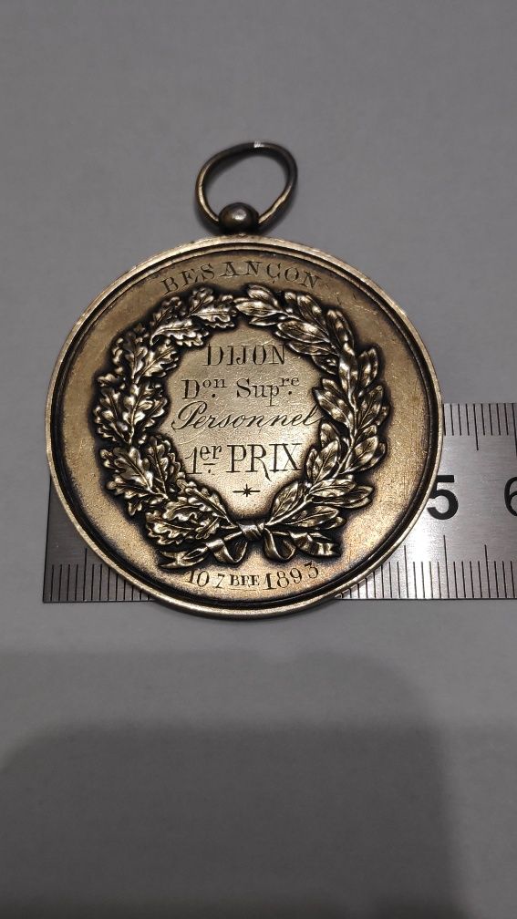 Medalie argint premiu concurs  pompieri Franta 1893