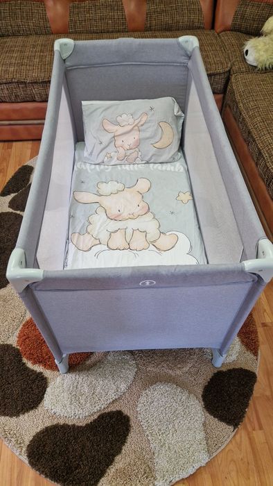 Pătuț pliabil gri NOU + saltea