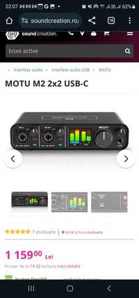 Interfata audio USB, Motu M2, ESS Sabre32 Ultra™ DAC, 120 dB, Negru