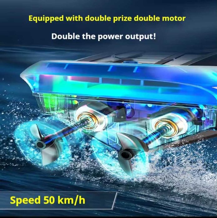 Детска лодка RACIG BOAT с LED светлини – 45см, 50 км/ч с дистанционно
