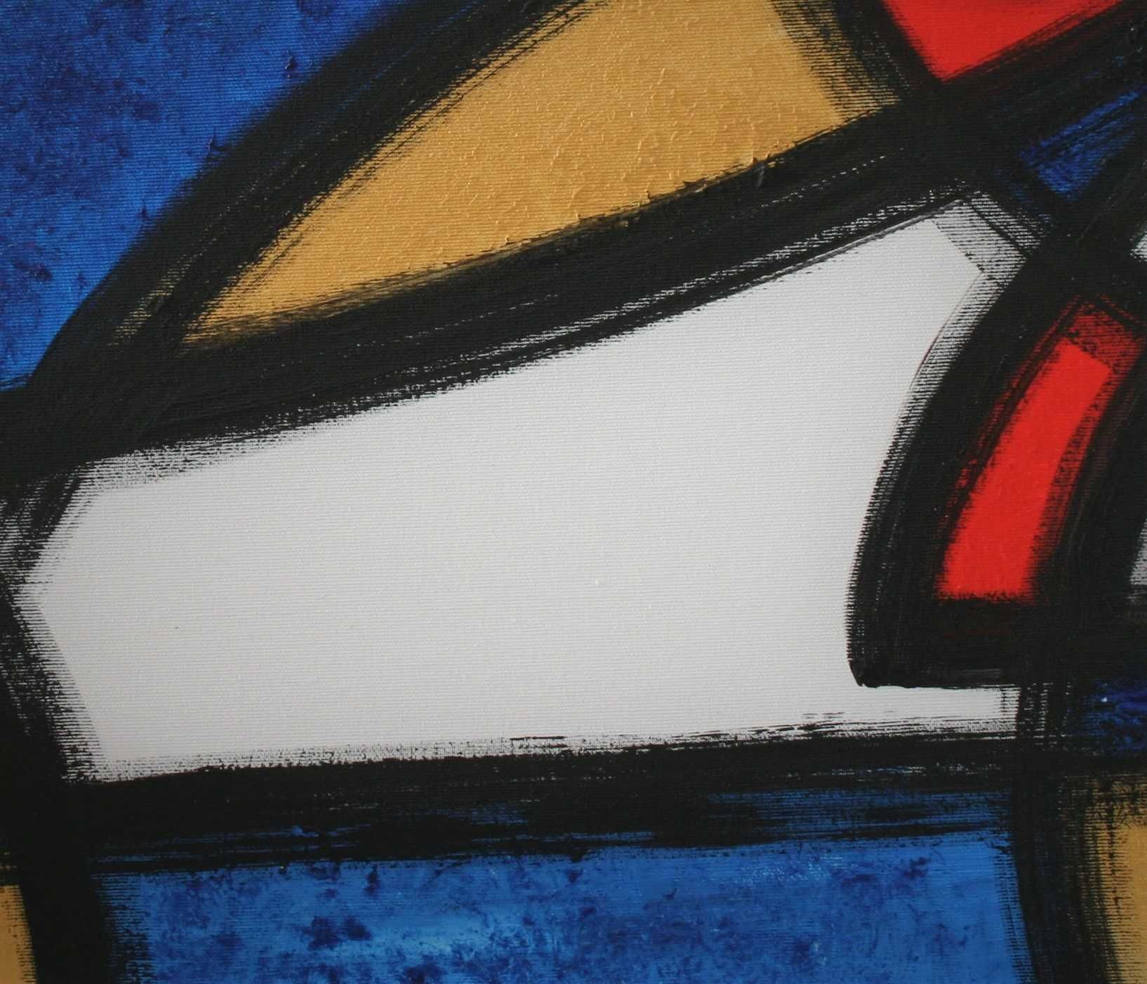 Tablou abstract pictat manual Mozaic blu set 3 paneluri