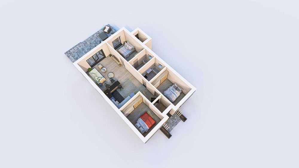 Vilă individuală cu 4 camere, parter, 400 mp teren City Nord Tunari